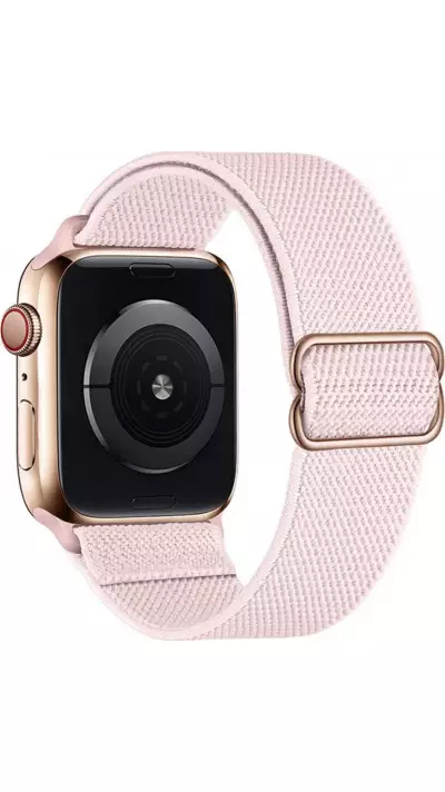 Bracelet nylon élastique sport, réglable, souple, lavable - Rose clair - Apple Watch 44/45/46/49 mm