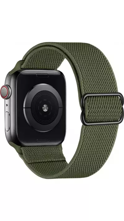 Bracelet nylon élastique sport, réglable, souple, lavable - Vert foncé - Apple Watch 44/45/46/49 mm
