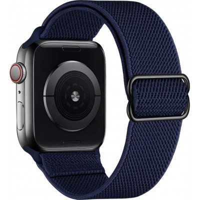 Bracelet nylon élastique sport, réglable, souple, lavable - Bleu foncé - Apple Watch 44/45/46/49 mm