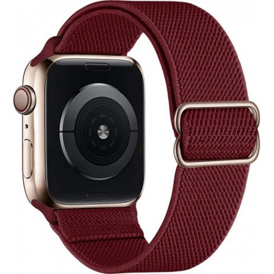 Bracelet nylon élastique sport, réglable, souple, lavable - Bordeau - Apple Watch 44/45/46/49 mm