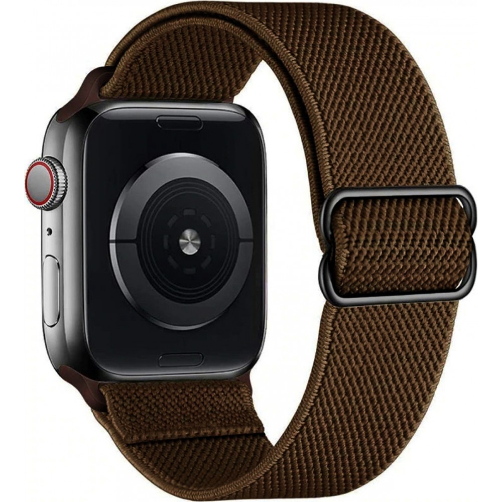 Bracelet nylon élastique sport, réglable, souple, lavable - Brun - Apple Watch 38/40/41/42 mm