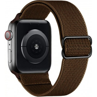 Bracelet nylon élastique sport, réglable, souple, lavable - Brun - Apple Watch 38/40/41/42 mm