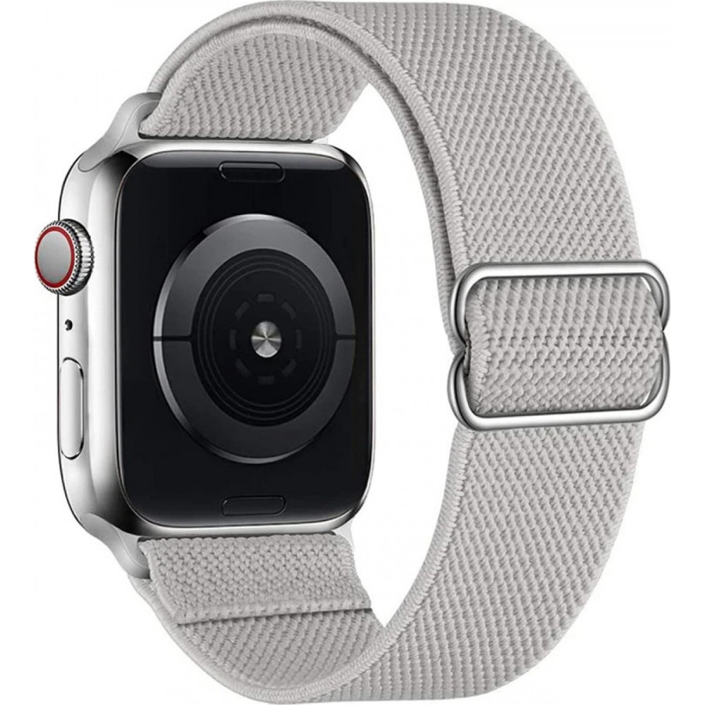 Bracelet nylon élastique sport, réglable, souple, lavable - Gris - Apple Watch 44/45/46/49 mm