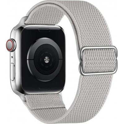 Bracelet nylon élastique sport, réglable, souple, lavable - Gris - Apple Watch 38/40/41/42 mm