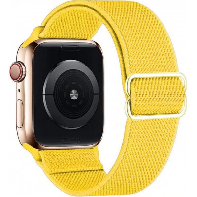 Bracelet nylon élastique sport, réglable, souple, lavable - Jaune - Apple Watch 44/45/46/49 mm
