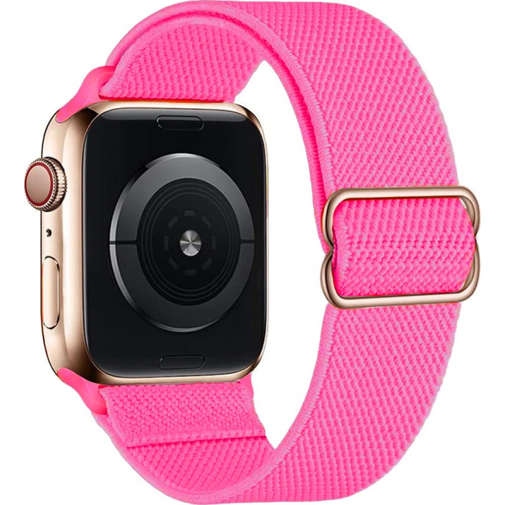 Bracelet nylon élastique sport, réglable, souple, lavable - Rose foncé - Apple Watch 44/45/46/49 mm