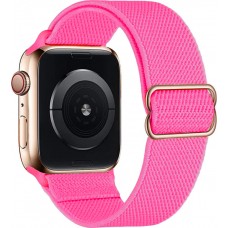 Bracelet nylon élastique sport, réglable, souple, lavable - Rose foncé - Apple Watch 44/45/46/49 mm