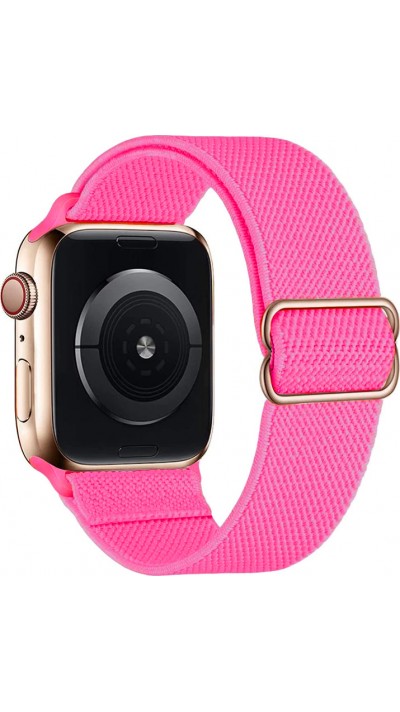 Bracelet nylon élastique sport, réglable, souple, lavable - Rose foncé - Apple Watch 42mm / 44mm / 45mm