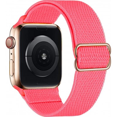 Bracelet nylon élastique sport, réglable, souple, lavable - Rose saumon - Apple Watch 38/40/41/42 mm