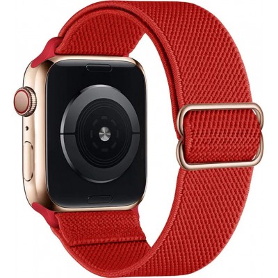 Bracelet nylon élastique sport, réglable, souple, lavable - Rouge - Apple Watch 44/45/46/49 mm