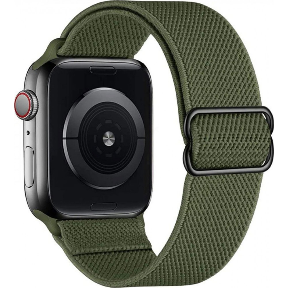 Sportliches elastisches Nylonarmband, verstellbar, weich, waschbar - Dunkelgrün - Apple Watch 44/45/46/49 mm