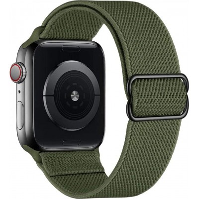 Bracelet nylon élastique sport, réglable, souple, lavable - Vert foncé - Apple Watch 38/40/41/42 mm
