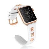 Bracelet punk en cuir véritable taille ajustable - Blanc - Apple Watch 42 mm / 44 mm / 45 mm