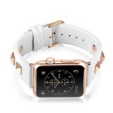 Bracelet punk en cuir véritable taille ajustable - Blanc - Apple Watch 42 mm / 44 mm / 45 mm