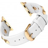 Bracelet punk en cuir véritable taille ajustable - Blanc - Apple Watch 42 mm / 44 mm / 45 mm