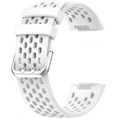 Bracelet silicone Fitbit Charge 5 / 6 SPORTY - Taille universelle - Blanc