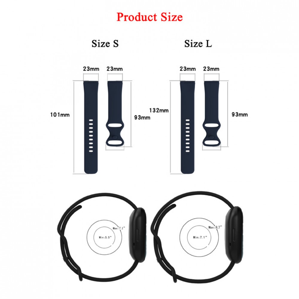 Bracelet silicone Fitbit Charge 5 / 6 - Taille S - Noir - Fitbit Charge 5 / 6