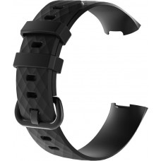 Sportliches Silikon Armband - Grösse L - Schwarz - Fitbit Charge 3 / 4