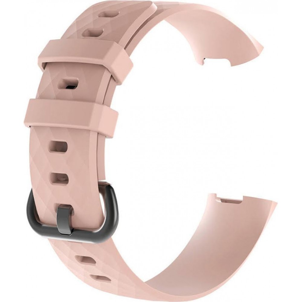 Sportliches Silikon Armband - Grösse L - Rosa - Fitbit Charge 3 / 4