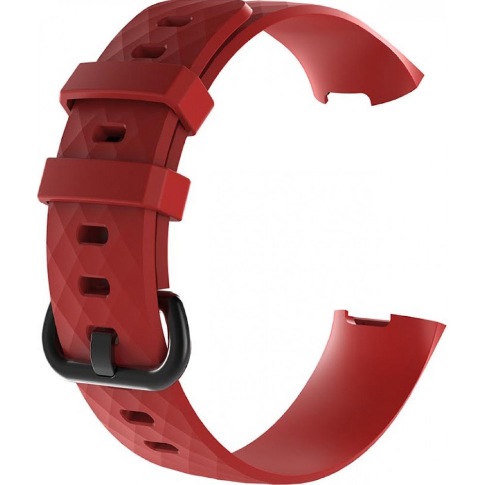 Sportliches Silikon Armband - Grösse L - Rot - Fitbit Charge 3 / 4