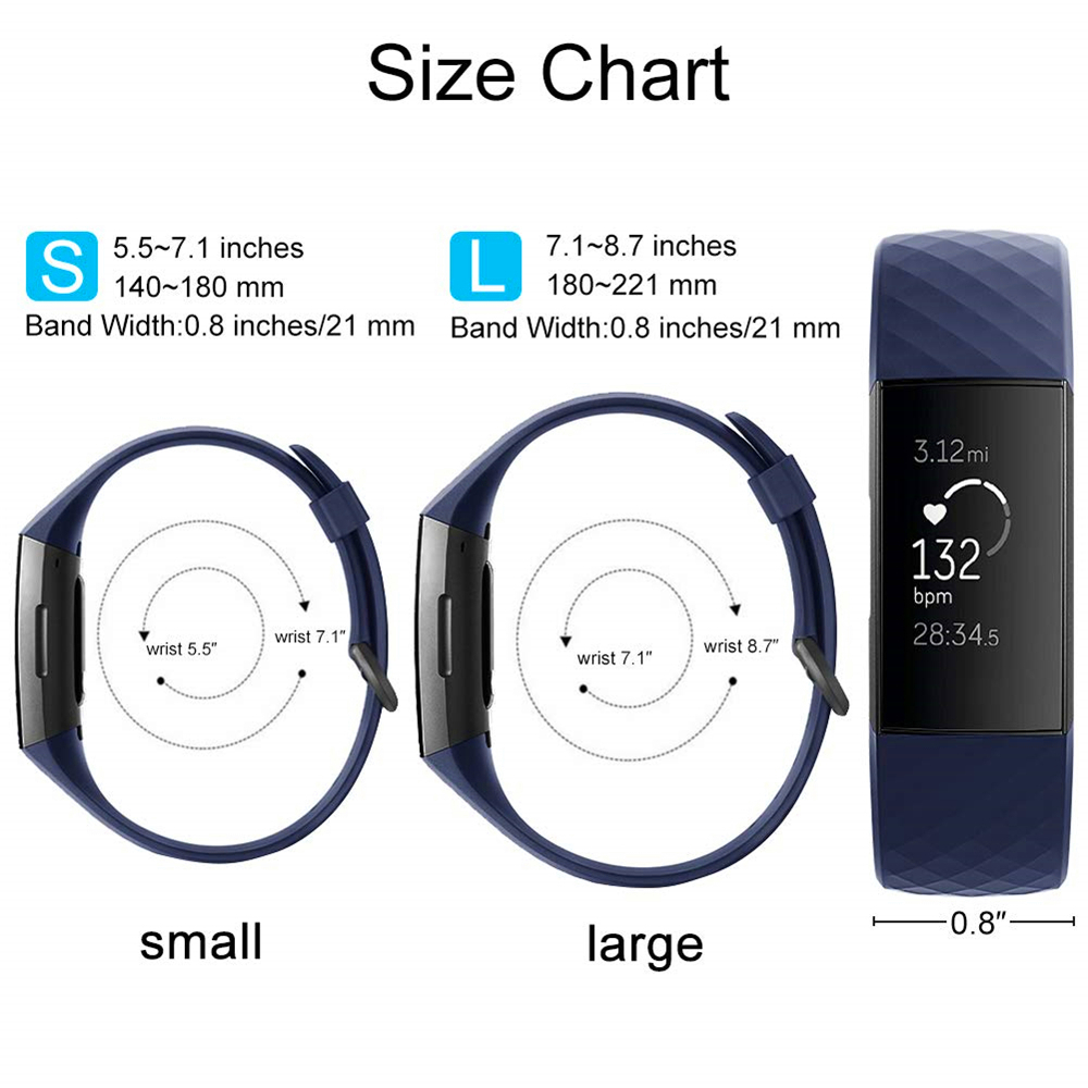 Sportliches Silikon Armband - Grösse S - Hellblau - Fitbit Charge 3 / 4