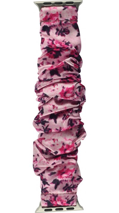 Bracelet tissu chouchous fleurs rose - Apple Watch 44/45/46/49 mm
