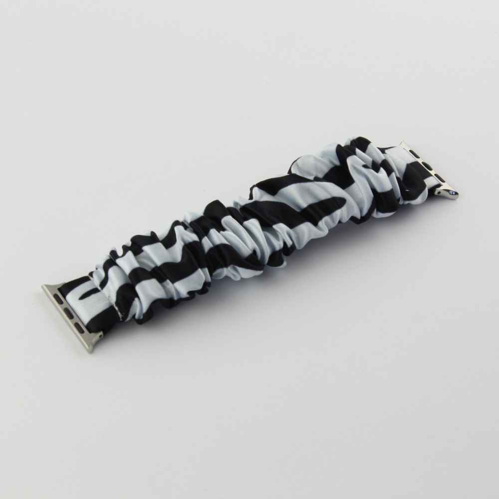 Scrunchies Stoff Armband schwarze Linien weiss - Apple Watch 38/40/41/42 mm