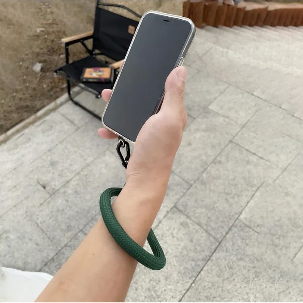 Bracelet universel attache pour coque/fourre téléphone - Vert-beige-noir