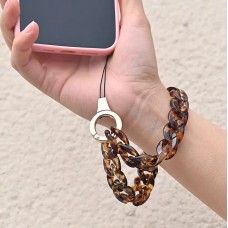 Bracelet universel attache pour coque/fourre téléphone chaine colorée - Brun
