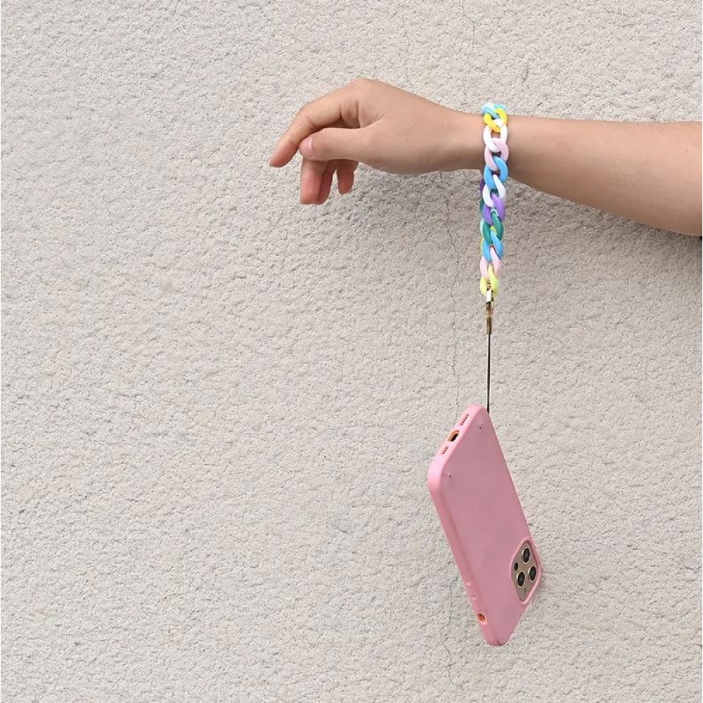 Bracelet universel attache pour coque/fourre téléphone chaine colorée - Brun