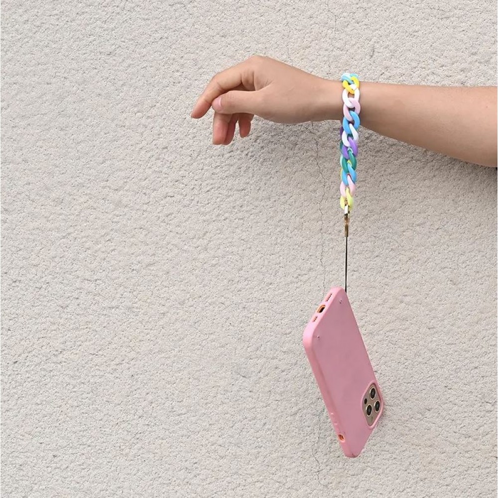 Bracelet universel attache pour coque/fourre téléphone chaine colorée - Vert menthe