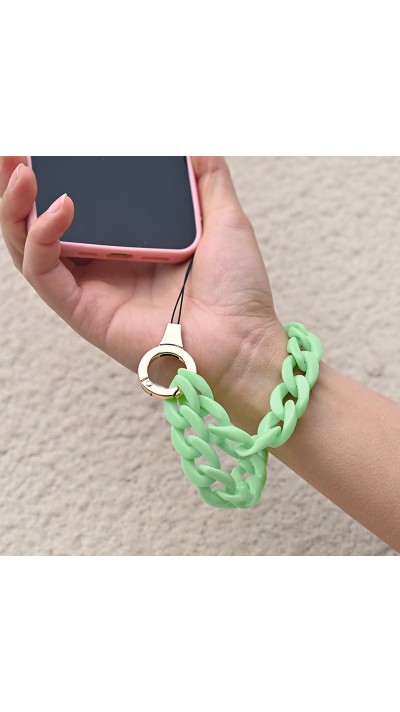 Bracelet universel attache pour coque/fourre téléphone chaine colorée - Vert menthe