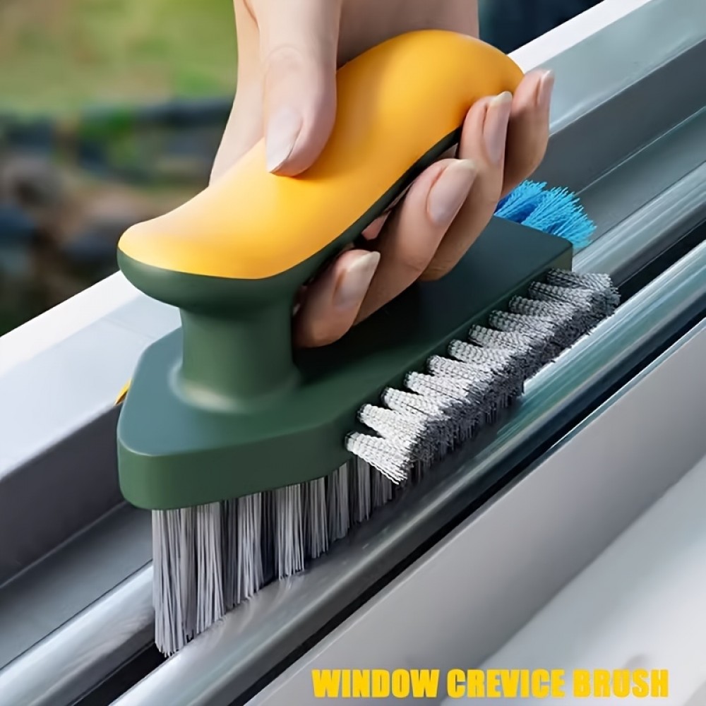 Brosse de nettoyage fenêtres et sols 4 en 1 avec manche pratique pour cuisine/WC/salon - Vert