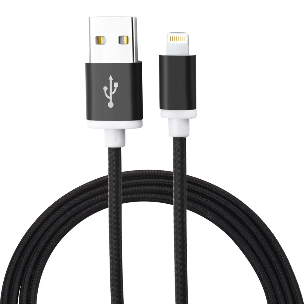 Câble iPhone (1m) Lightning vers USB-A - Nylon metal - Noir