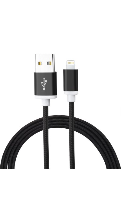 Câble iPhone (1m) Lightning vers USB-A - Nylon metal - Noir