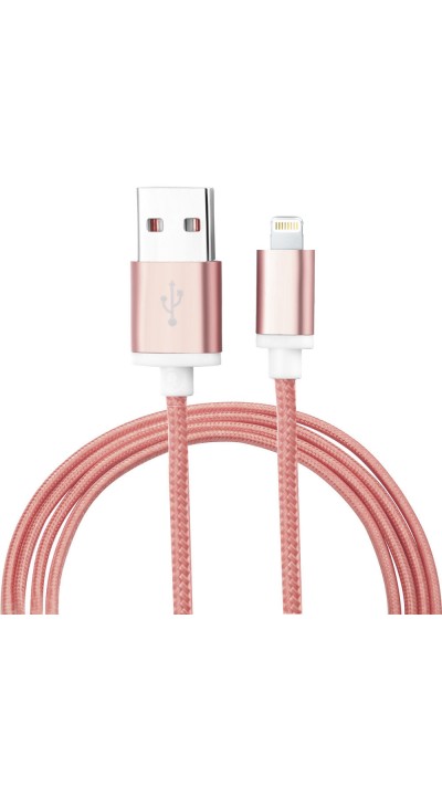 Câble iPhone (1m) Lightning vers USB-A - Nylon metal - Rose