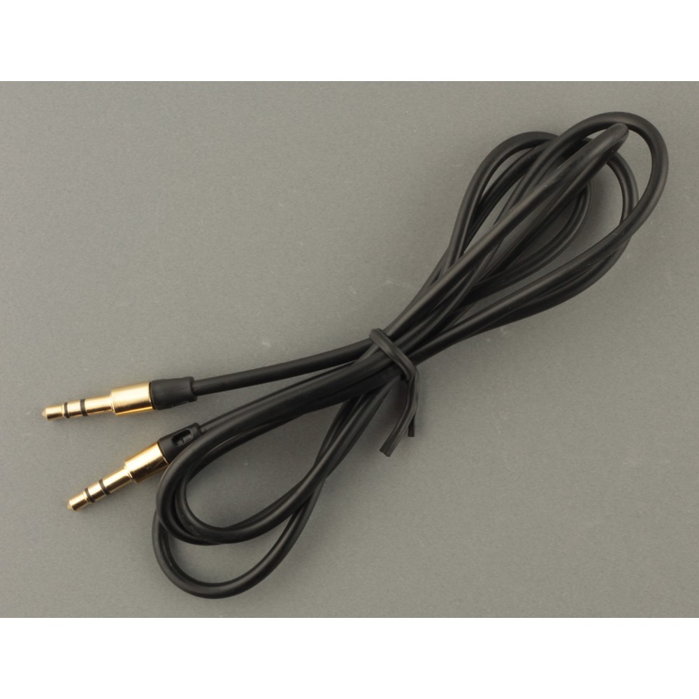 Câble stéréo double connexion AUX 3,5 mm - fiche audio + 1 mètre - Noir