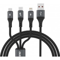Câble 3 en 1 USB-A vers Micro USB + USB-C + Lightning 60W (1.2 m) Dudao L3E charge rapide - Noir