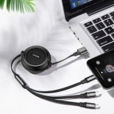Baseus Golden Loop 3 in 1 ausziehbares Kabel USB - Micro USB / Lightning / USB-C (3.5A) 35cm - 120cm (CAMLT-JH01) - Schwarz