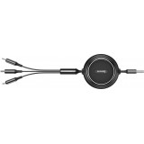 Baseus Golden Loop 3 in 1 ausziehbares Kabel USB - Micro USB / Lightning / USB-C (3.5A) 35cm - 120cm (CAMLT-JH01) - Schwarz