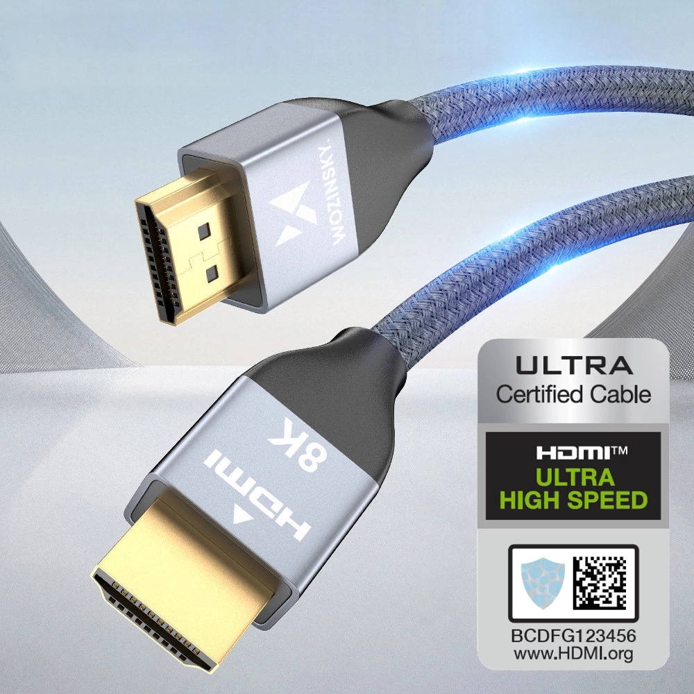 Câble HDMI 2.1 8K 60 Hz 48 Gbps / 4K 120 Hz / 2K 144 Hz (1 m) Wozinsky - Argent