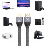 Câble HDMI 2.1 8K 60 Hz 48 Gbps / 4K 120 Hz / 2K 144 Hz (1 m) Wozinsky - Argent