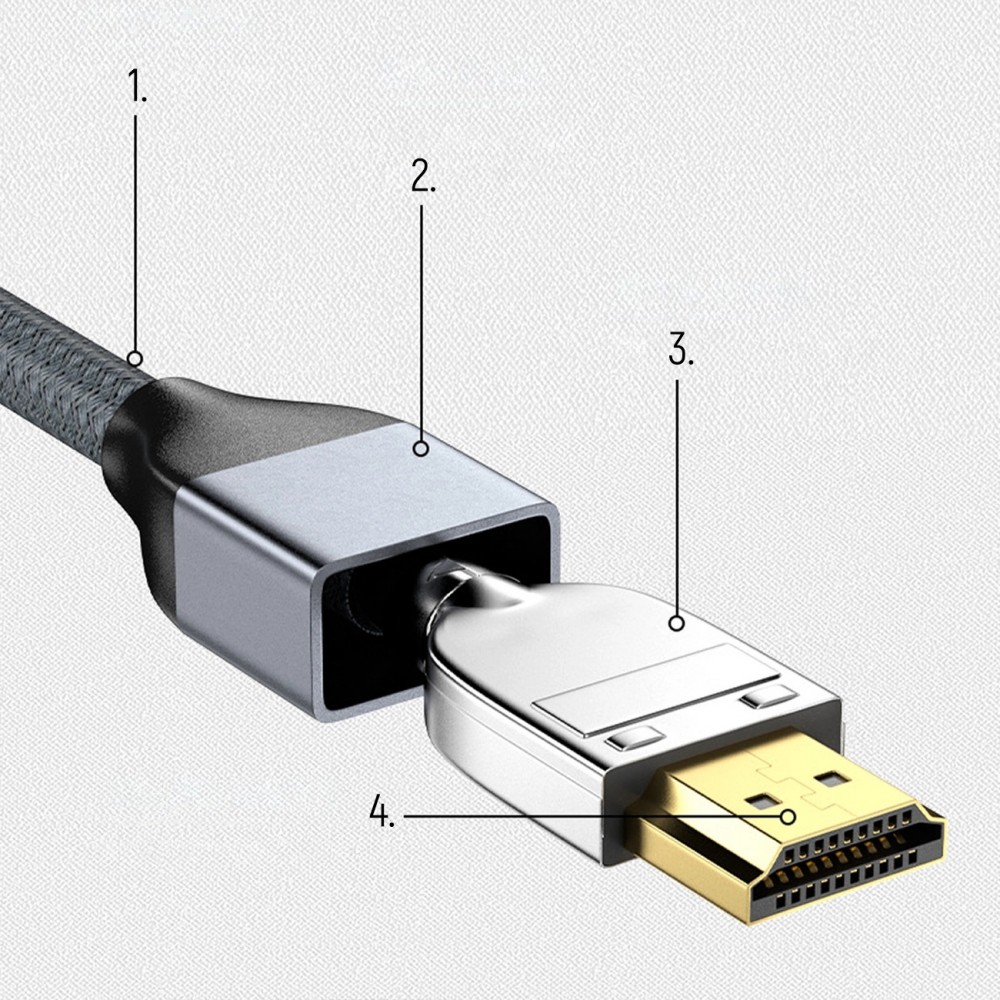 Câble HDMI 2.1 8K 60 Hz 48 Gbps / 4K 120 Hz / 2K 144 Hz (1 m) Wozinsky - Argent