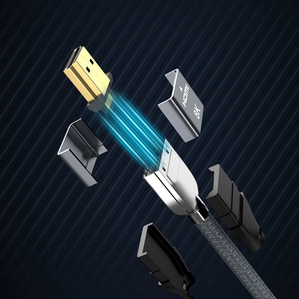 Câble HDMI 2.1 8K 60 Hz 48 Gbps / 4K 120 Hz / 2K 144 Hz (1 m) Wozinsky - Argent