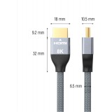 Câble HDMI 2.1 8K 60 Hz 48 Gbps / 4K 120 Hz / 2K 144 Hz (1 m) Wozinsky - Argent