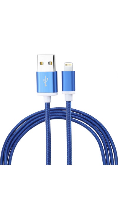 Câble iPhone (1 m) Lightning vers USB-A - Nylon metal - Bleu