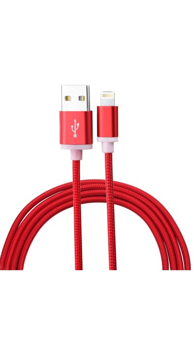 Câble iPhone (1m) Lightning vers USB-A - Nylon metal - Rouge