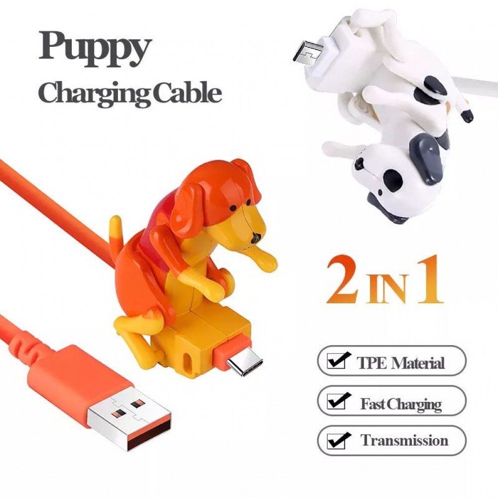 Câble Lightning iPhone USB (1 m) - chien excité qui bouge - Blanc
