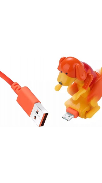 Câble Lightning iPhone USB (1 m) - chien excité qui bouge - Orange