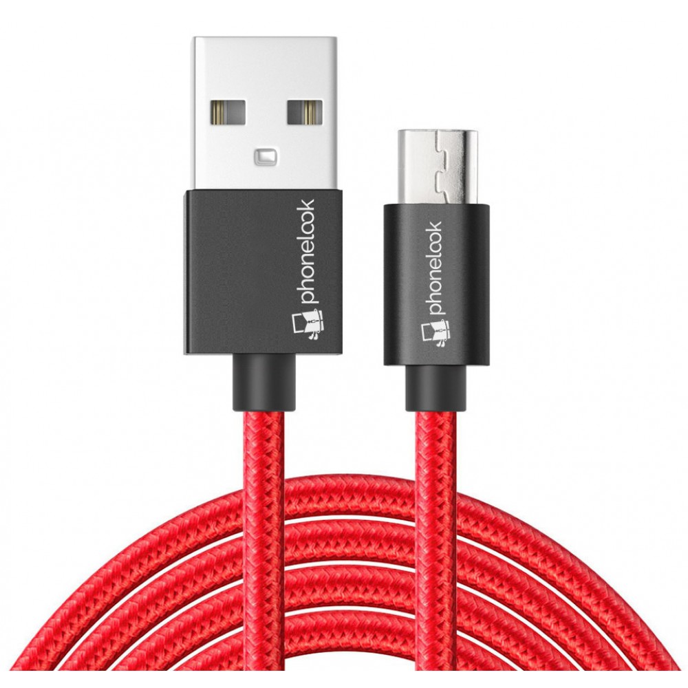 Câble chargeur (1 m) USB-C vers USB-A - PhoneLook noir/rouge